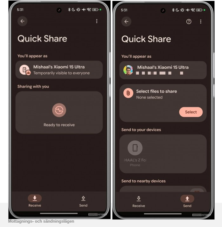 Google Quick Share update